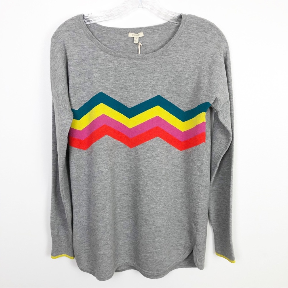 New Project Zig Zag Striped Sweatshirt Grey Size XS